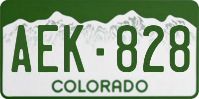CO license plate AEK828