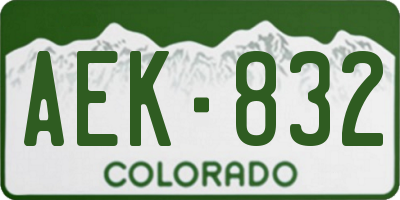 CO license plate AEK832