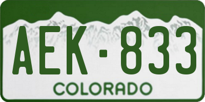 CO license plate AEK833