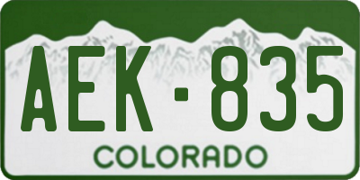 CO license plate AEK835