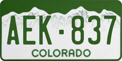 CO license plate AEK837