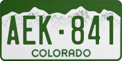 CO license plate AEK841