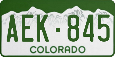 CO license plate AEK845