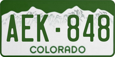 CO license plate AEK848