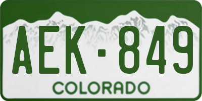 CO license plate AEK849