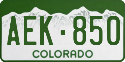 CO license plate AEK850