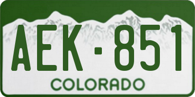 CO license plate AEK851