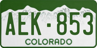 CO license plate AEK853