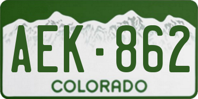 CO license plate AEK862