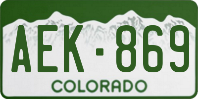 CO license plate AEK869