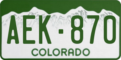 CO license plate AEK870