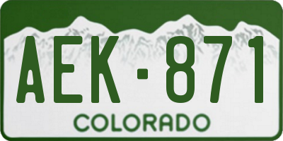 CO license plate AEK871