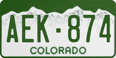 CO license plate AEK874