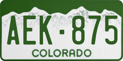 CO license plate AEK875