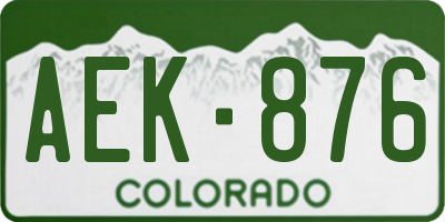 CO license plate AEK876