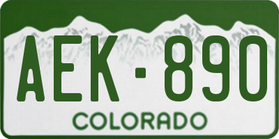 CO license plate AEK890