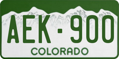 CO license plate AEK900