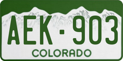 CO license plate AEK903