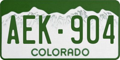 CO license plate AEK904