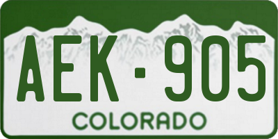 CO license plate AEK905