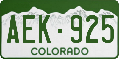 CO license plate AEK925