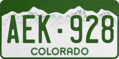 CO license plate AEK928
