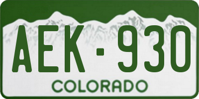 CO license plate AEK930