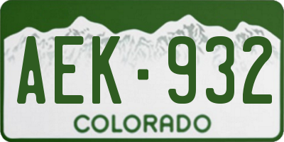 CO license plate AEK932