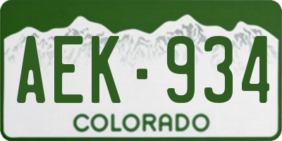 CO license plate AEK934