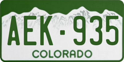 CO license plate AEK935