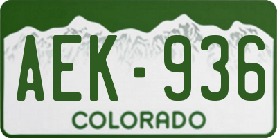CO license plate AEK936
