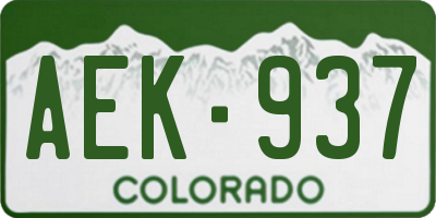 CO license plate AEK937