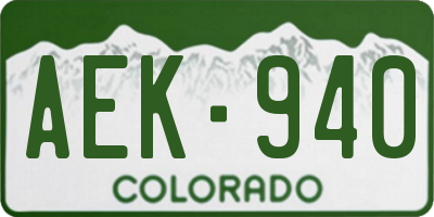 CO license plate AEK940