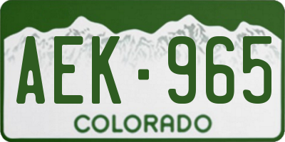 CO license plate AEK965