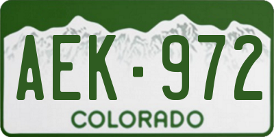 CO license plate AEK972
