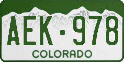 CO license plate AEK978