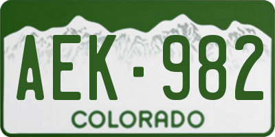 CO license plate AEK982