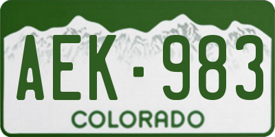 CO license plate AEK983