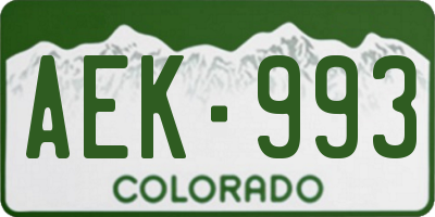 CO license plate AEK993