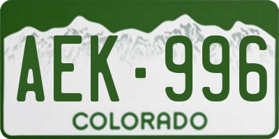 CO license plate AEK996