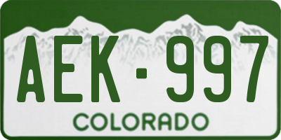 CO license plate AEK997