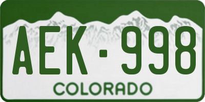CO license plate AEK998