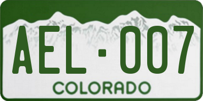 CO license plate AEL007