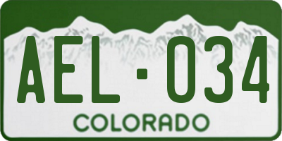 CO license plate AEL034