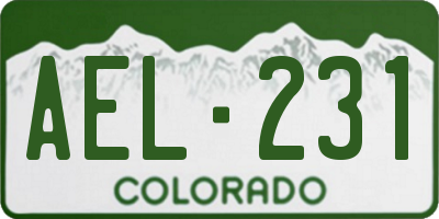 CO license plate AEL231