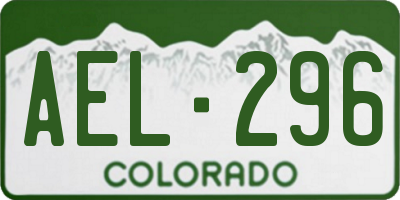 CO license plate AEL296