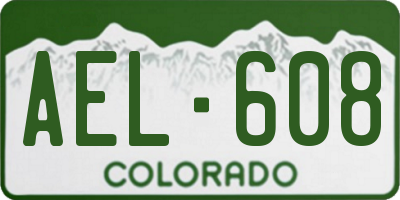 CO license plate AEL608