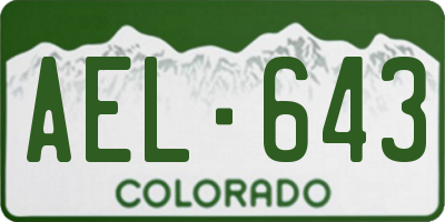 CO license plate AEL643