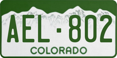 CO license plate AEL802
