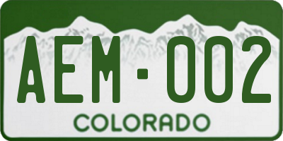 CO license plate AEM002